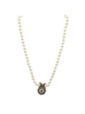 Judith Jack Sterling Silver Marcasite Faux Pearl Necklace With Flower Pendant 16